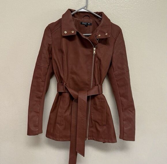 Baccini Jackets & Blazers - Baccini Women's Faux Leather Jacket Size Small, Brown